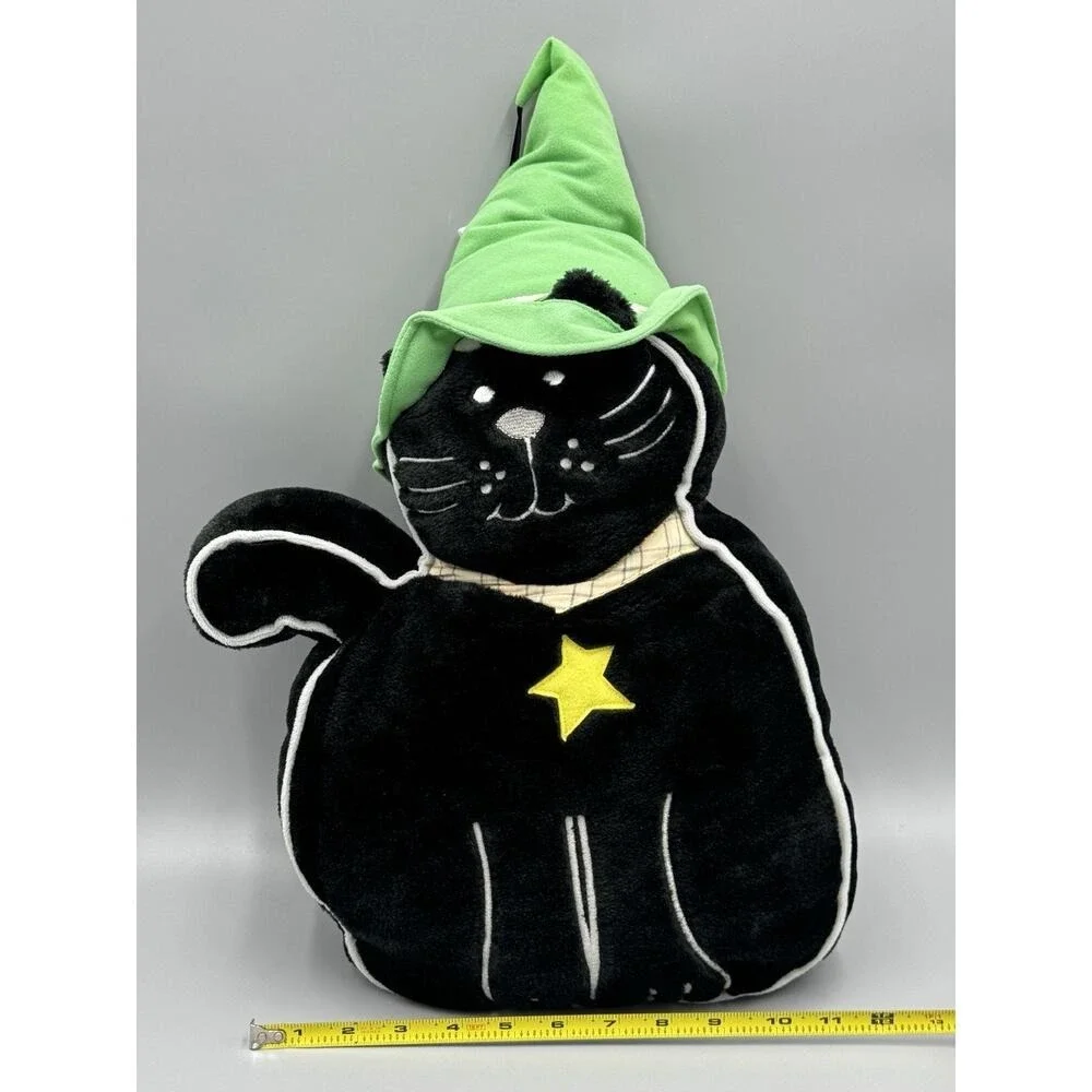 Vintage Wizard Black Cat Totally Ghoul Plush Pillow 16